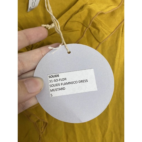 Skemo Basics Flamneco Mustard Yellow Sleeveless Ruffle Dress Size Small New - Picture 3 of 7